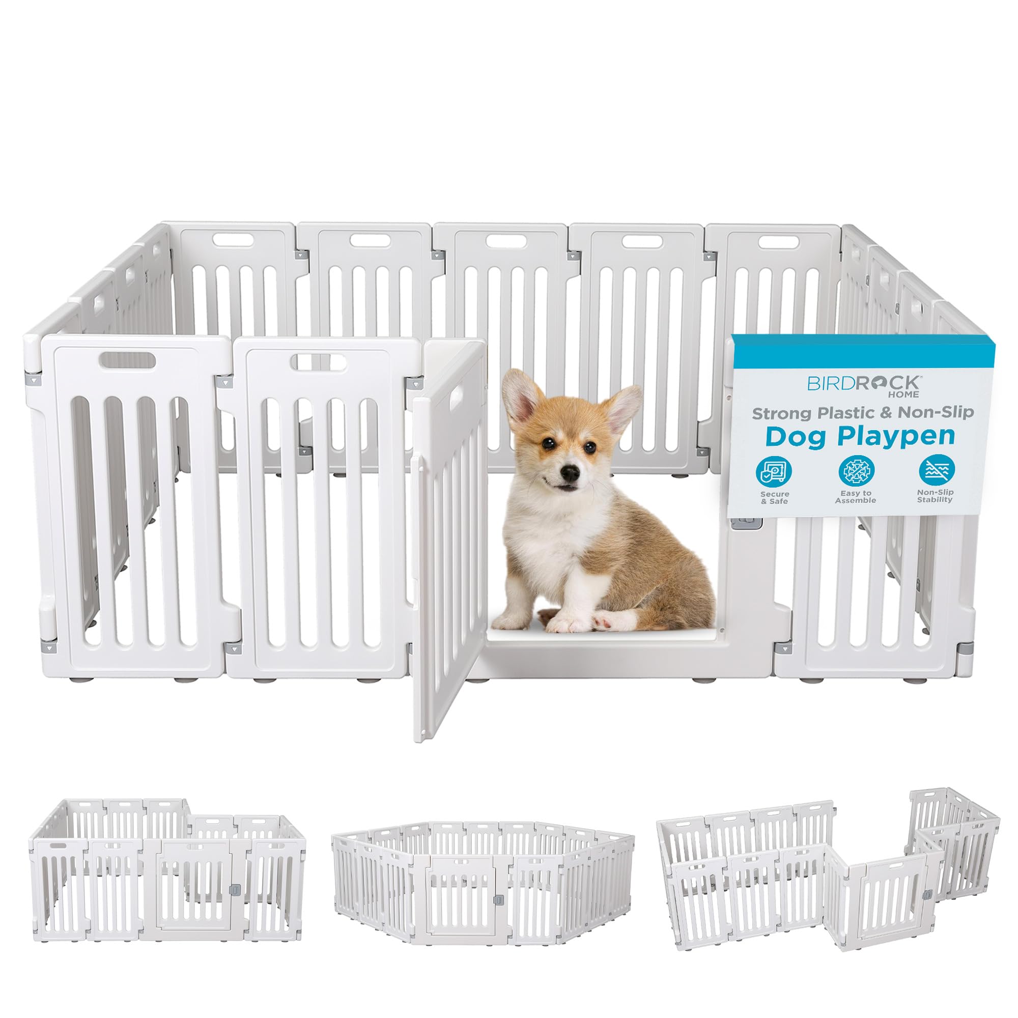 BIRDROCK HOME 16-Panel Dog Playpen with Door