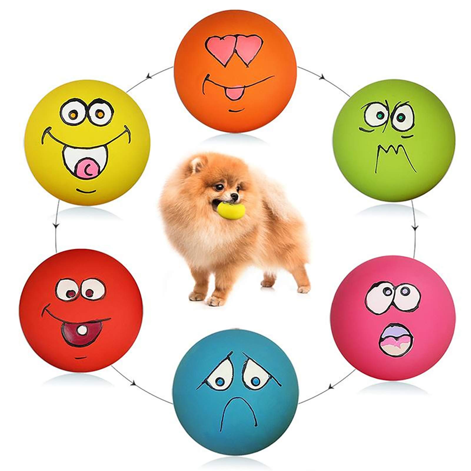 HDSX Smile Face Squeaky Balls (6-Pack)